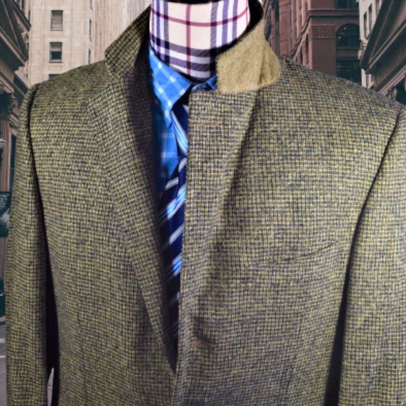 Ermenegildo Zegna PURE CASHMERE Check Three Button Men Sport Coat Jacket 40R